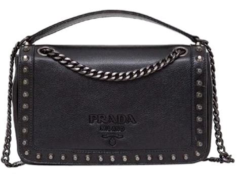 prada glacecalf|Prada Pattina Glace Calf Leather Nero Black Pattina Studded .